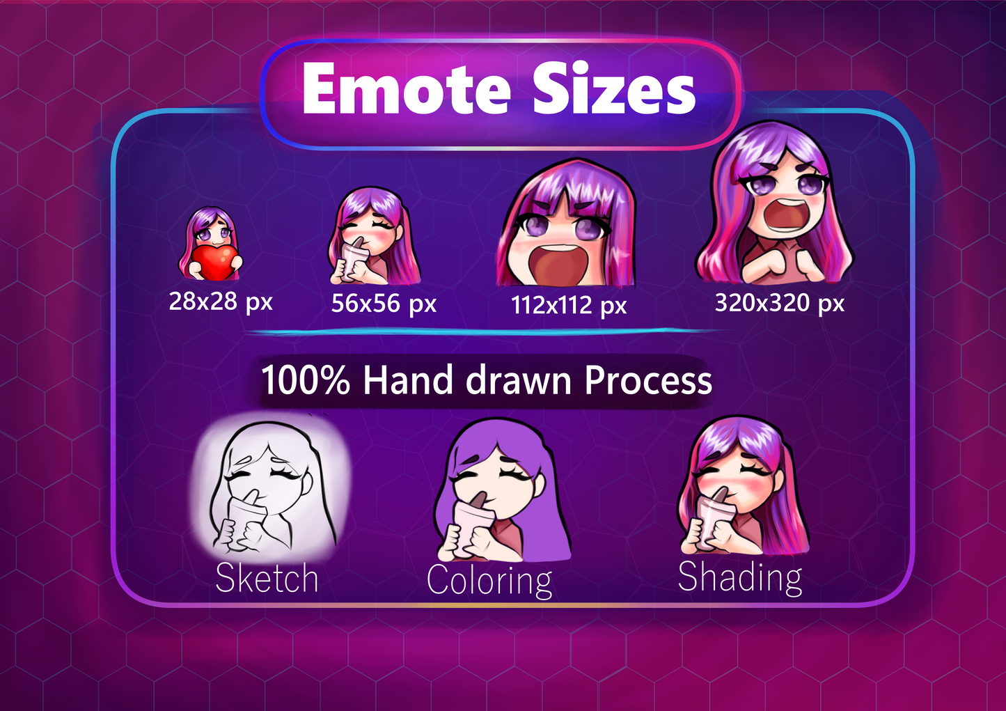 Cute Girl with Pink Hair Twitch Emote – Digital Art Pack